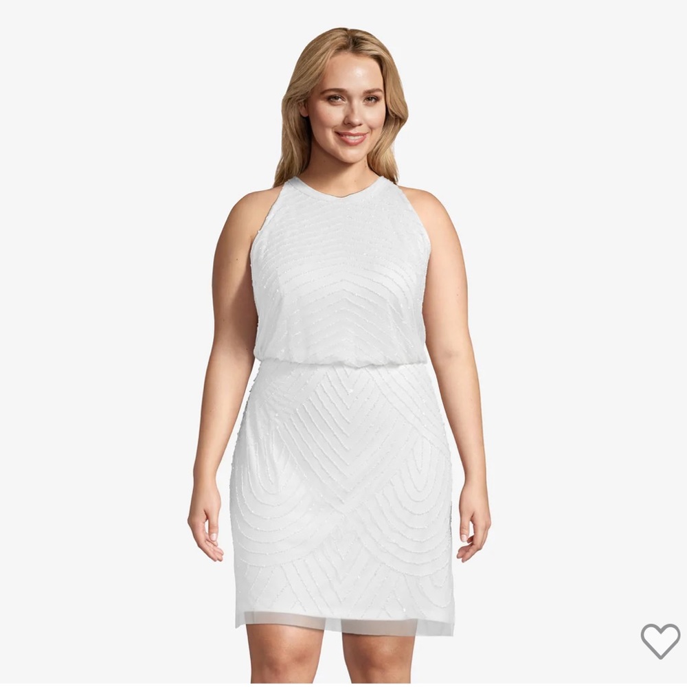 Adrianna Papell White Beaded Cocktail Dress - NWT